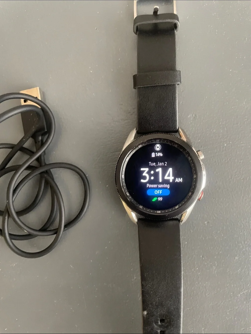 Samsung Black Leather Strap Smartwatch with USB Charger